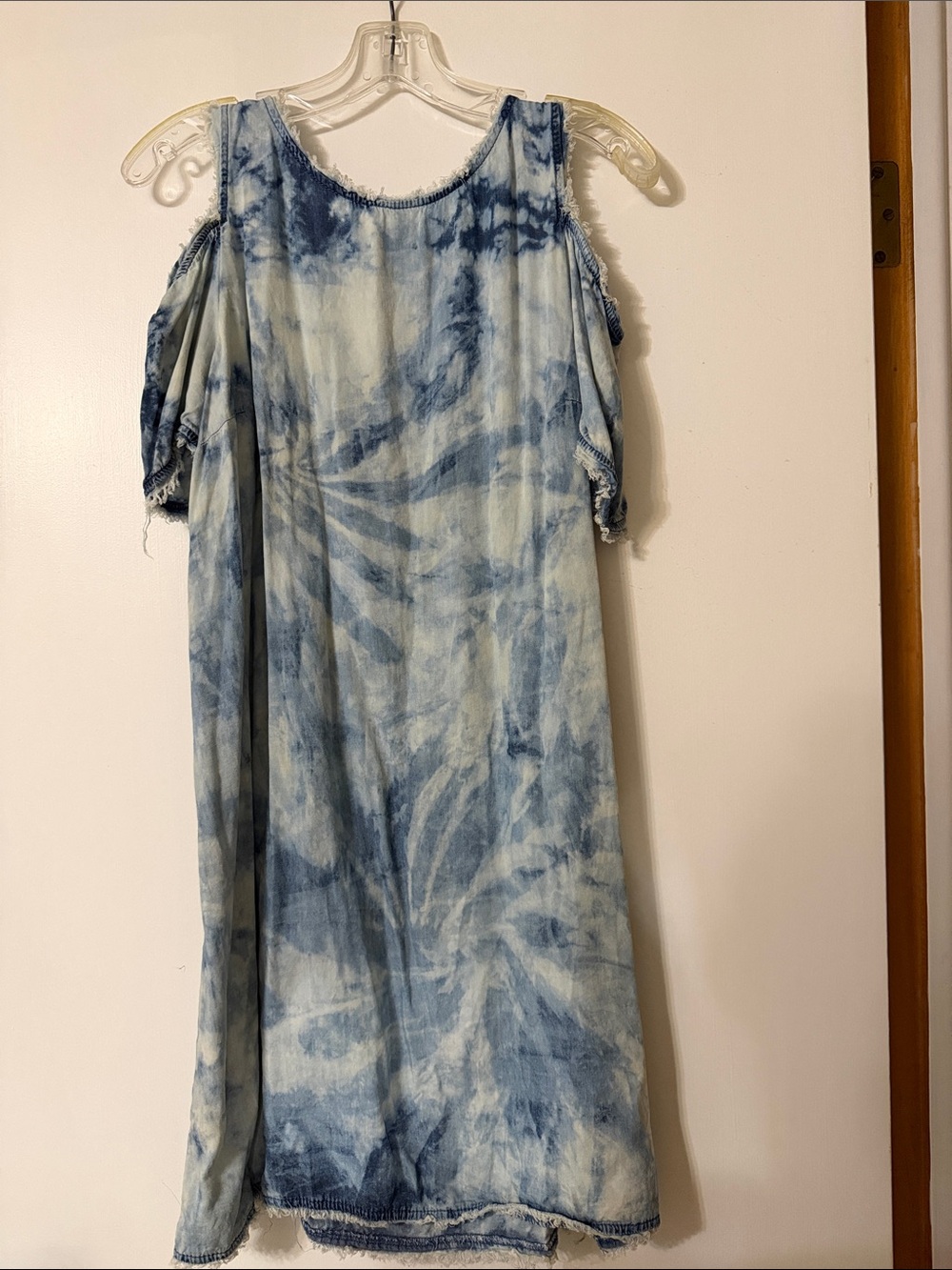 Cato Blue Tie-Dye One-Shoulder Cold-Shoulder Dress